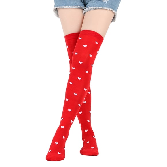 FhsagQ Socks Womens Socks Fishnet Women Thigh High Socks Valentines Day Socks Knee High Long Stockings Leg Warmer Outdoor Sport Socks Socks for Women Crotchless Red Red One Size