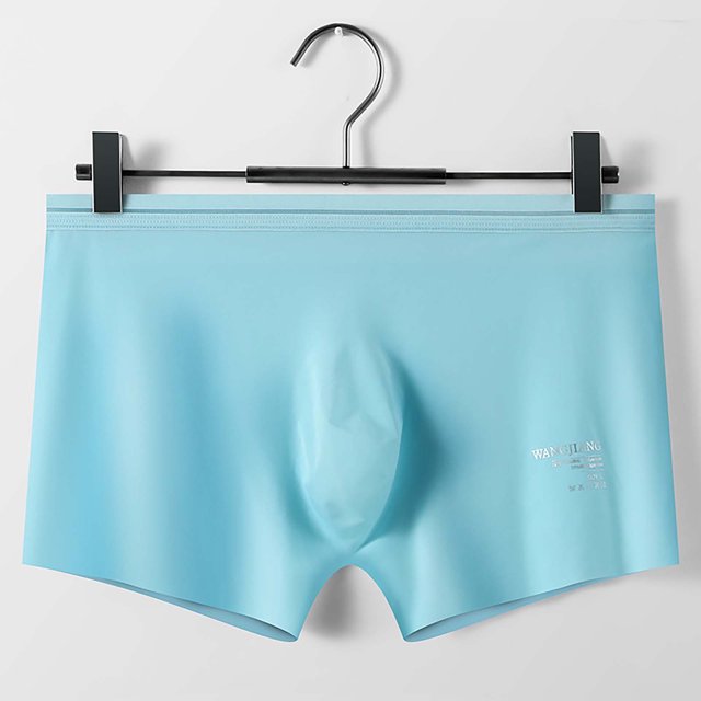 RXIRUCGD Mens Underwear Men's Solid Color Ice Silk Seamless One Piece Boxer Briefs