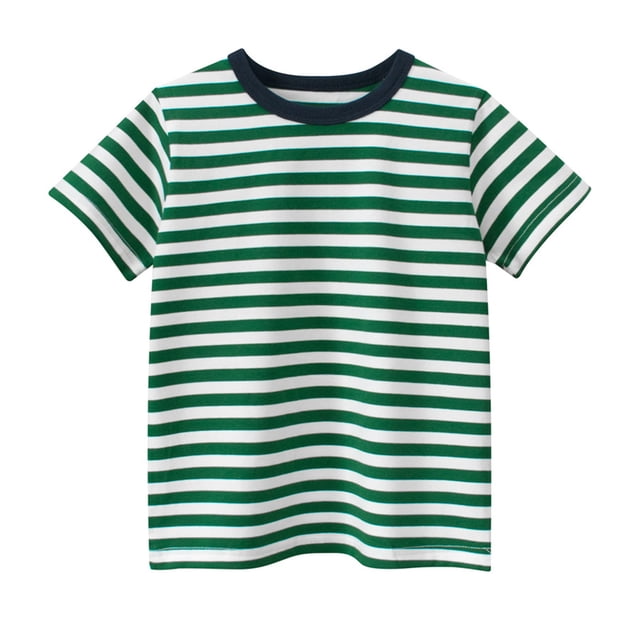 RXIRUCGD 2025 Vêtements d'Été pour Enfants T-shirt à Manches Courtes à Rayures Col Rond