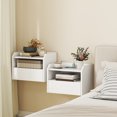 thumbnail image 2 of HOMCOM Set of 2 Floating Nightstand w/ Charging Station Bedside Table White, 2 of 10