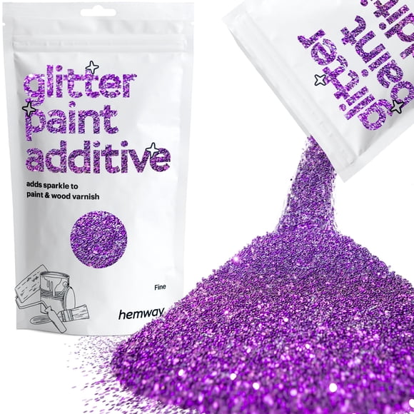 Hemway Glitter Paint Additive Crystals for Acrylic Emulsion Paint, Interior & Exterior Walls, Wood, Varnish, Matt, Gloss, Furniture 100g / 3.5oz - Fine (1/64" 0.015" 0.4mm) - Purple