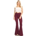thumbnail image 4 of Feinuhan Women's High Waist Flared Bell Bottom Jeans, Burgundy, X-Large, 4 of 5