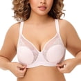 thumbnail image 2 of YANDW Lace Full Coverage Bra for Women Underwire Support Plus Sizes Bras with Padding Lift, Pink 40DDD, 2 of 6