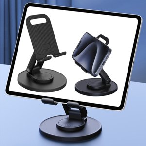 Suncoda Support de téléphone pliable pour bureau 360 Degrés Hauteur de rotation Rétractable Cellulaire Portable Support de téléphone portable