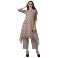 thumbnail image 2 of Moomaya Ensemble Kurti Kurta Pantalon pour Femmes Col Bateau Imprimé Robe 2 Pcs Tenue Ethnique, 2 of 6