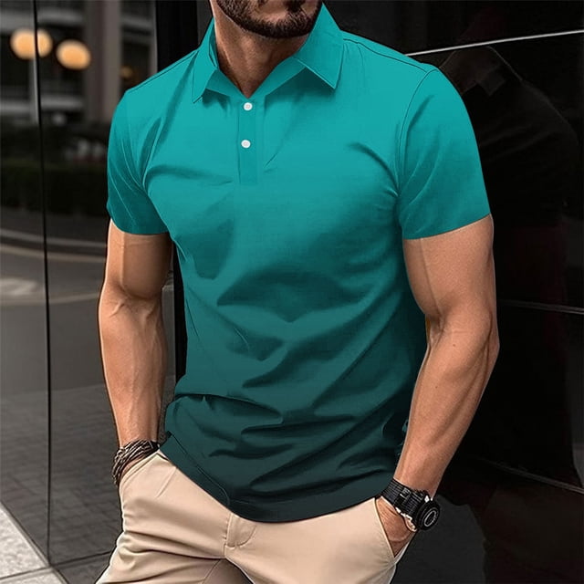 Chemise à Manches Courtes pour Homme, Haut Décontracté à Col Rabattu avec Boutons, Tissu en Polyester Respirant pour Usage Quotidien