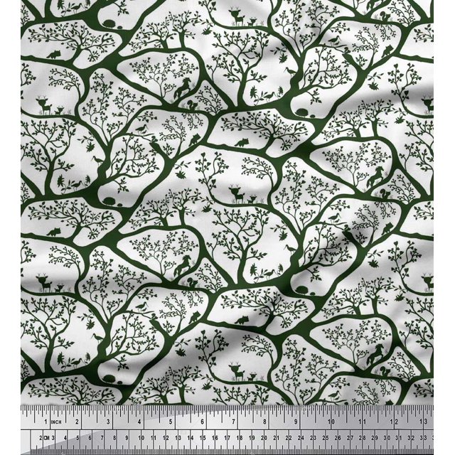 Soimoi Rayon Fabric Animal & Tree Print Sewing Fabric Yard 56 Inch Wide