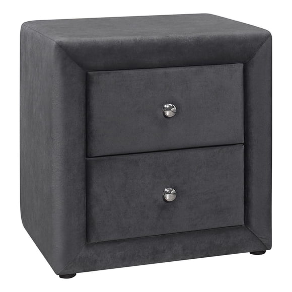 Monarch Specialties Accessoire De Chambre, Table De Nuit, Bout, Côté, Lampe, Tiroir De Rangement, Chambre À Coucher, Rembourré, Velours, Gris, Transitionnel