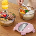 thumbnail image 2 of Boîte à Lunch Ronde Compatible Micro-Ondes, Contenant Bento Étanche avec Conception Compartimentée, Comprend des Couverts, Matériau de Qualité Alimentaire pour Étudiants et Usage au Bureau, 2 of 9