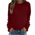 thumbnail image 1 of Hauts à Manches Longues pour Femmes Mode Femmes Décontracté Manches Longues Col Rond Uni Chandail pour Dames Hauts Blouse Blouses à Manches Longues pour Femmes Hauts à Manches Longues Hauts pour Femmes Manches Longues, 1 of 4