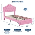 thumbnail image 3 of EDTara Twin Size Princess Bed Frame with Storage Drawers & LED Lights, Velvet Upholstered Platform Bed with Crystal Buttons, No Box Spring Needed, Noise-Free Kids Bed, 3 of 9