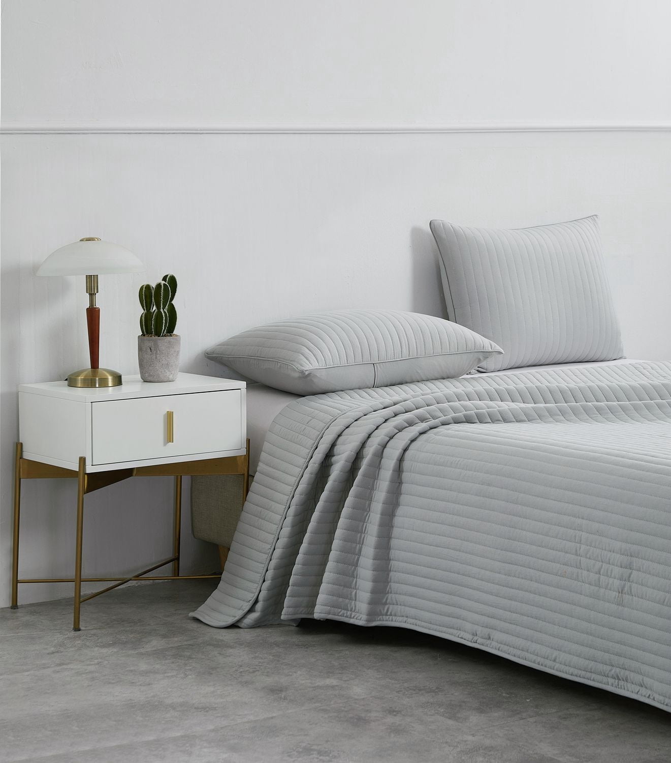 Chaps 3pc Quilt Set Grey King