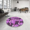 thumbnail image 4 of Ahgly Company Tapis d'Intérieur Ronds de Style Transitionnel Lavables à la Machine, Rose Oeillet Foncé, 8 Pieds Rond, 4 of 7