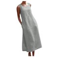 thumbnail image 1 of AherBiu Robe Grande Taille pour Femmes en Coton et Lin Sans Manches Décontractée Ample Longue avec Poches, 1 of 7