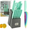 thumbnail image 1 of Refurbished Hecef Dishwasher Safe Knife Block Set, Green, 1 of 3
