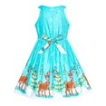 thumbnail image 2 of Girls Dress Blue Christmas Tree Snow Reindeer New Year 12 Years, 2 of 7