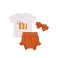 thumbnail image 1 of FAROOT Bébé Ensemble 3 Pcs d'Halloween Hauts à Lettres + Shorts à Volants + Bandeau, 1 of 7