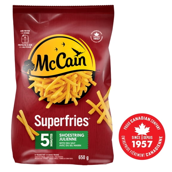 Frites julienne Superfriesᴹᴰ 5 minutes McCainᴹᴰ, Fabriqué au Canada à partir d'ingrédients canadiens et importés - 650 g 650g