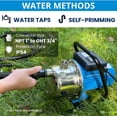 thumbnail image 4 of FOTING Pompe de Puits Peu Profond 1,5 Hp avec Réservoir à Pression, Pompe à Jet d'Irrigation Automatique 115 V 1340 GPH, 4 of 7