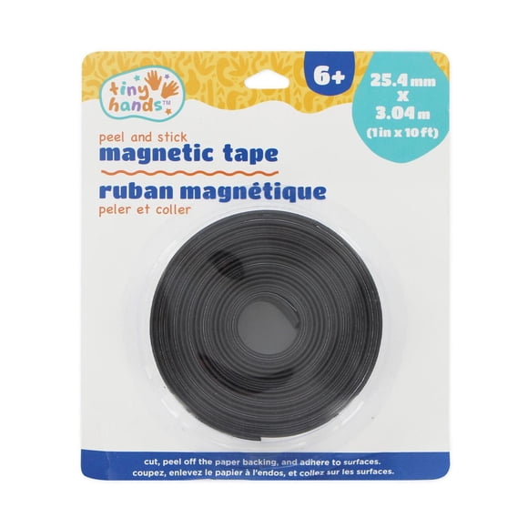 TINY HANDS Peel and Stick Magnetic Tape, 25.4 mm (1 in) × 3.04 m (3.32 yd), Age 6+, Kids, Crafts, Frames, 2.5 cm (1 in), 3.05 m (10 ft)