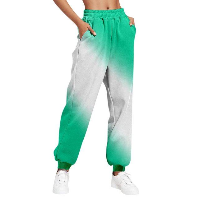 Womens Gradient Sweatpants Casual Loose Trousers With Pockets High Waist Pants