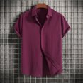 thumbnail image 1 of zanvin Summer Tops, Men Casual Solid Turndown Short Sleeve Button Closure Shirt Hawaii Blouse, 1 of 3