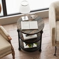 thumbnail image 4 of Kojooin Round Farmhouse End Table with 3-Tier Storage Shelves, Rustic Accent Side Table with Metal Column Legs, 4 of 6