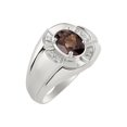 thumbnail image 4 of RYLOS Sterling Silver Ring 8X6MM Oval Gemstone & Diamond Unisex Rings Smoky Quartz June Birthstone Ring Size 12, 4 of 7