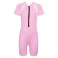 thumbnail image 2 of Aislor Kids Big Girls Zippered Swimsuit Swimwear Bathing Suit Rash Guard Shorty Sun Protection Wetsuit Pink 8, 2 of 7