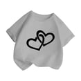 thumbnail image 3 of PMVFHDE T-Shirts Fille T-Shirt Enfant Filles Mignon Graphique Col Rond Manches Courtes Tee Été Décontracté T-Shirt Gris, 1-2 Ans, 3 of 5