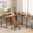 thumbnail image 2 of Giantex 95 Inch Reversible Corner Desk, L-Shaped Computer Desk w/Monitor Stand & 3 Cable Holes, 2-Person Long Study Writing Desk for ome Office, Natural, 2 of 9