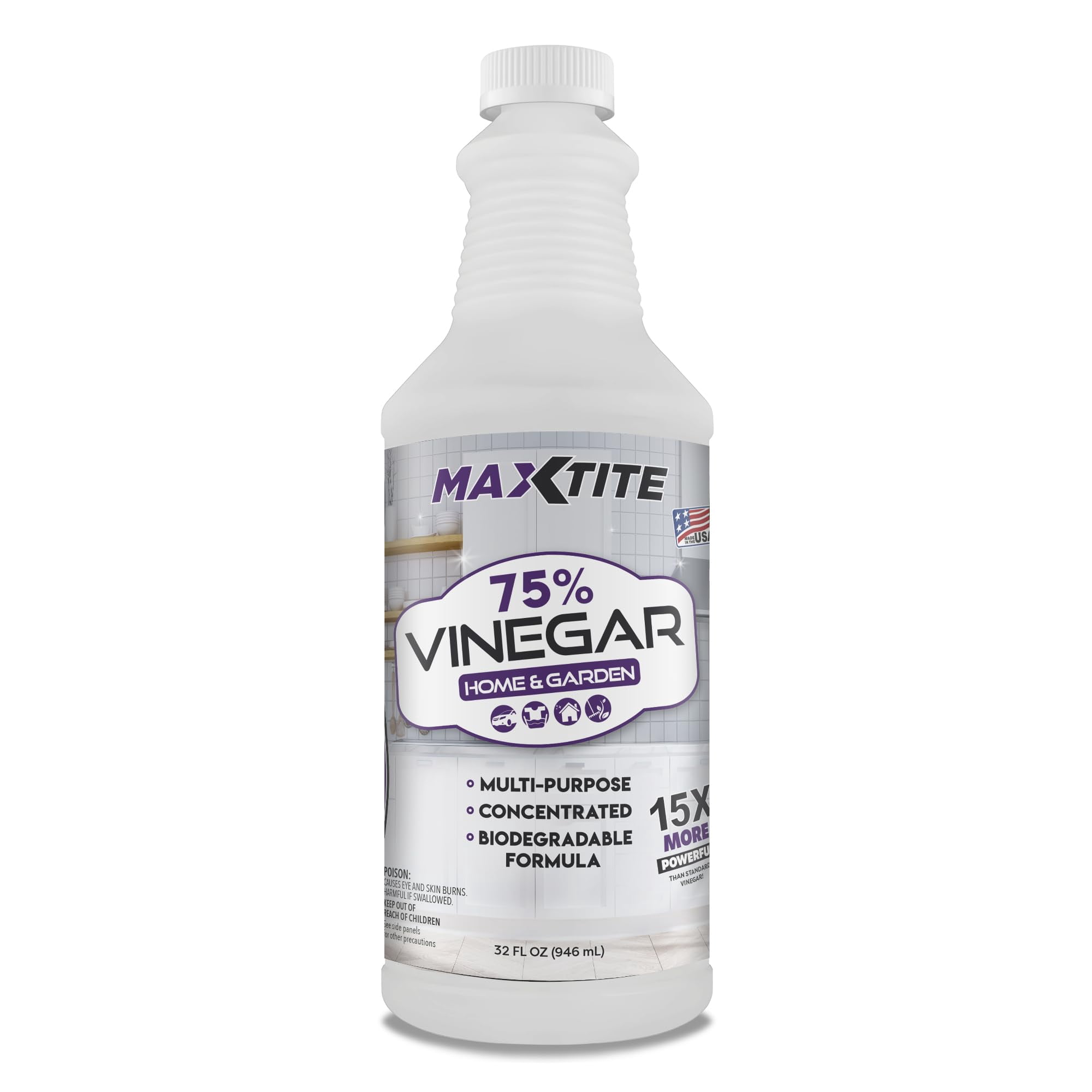 MaxTite Ultra-Concentrated 75% Vinegar for Home & Garden Cleaning (32 oz)