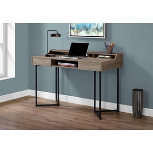 Monarch Specialties Computer Desk, Home Office, Laptop, Storage Drawers, 48"l, Work, Metal, Laminate, Brown, Black, Contemporary, Modern