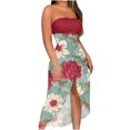 thumbnail image 1 of Femmes Bretelles Froncées Taille Haute Wrap Split Asymétrique Plage Longue Robe Maxi, 1 of 4