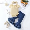 thumbnail image 2 of Plebaso Baby Girls Two-Piece Sets Sleeveless Round Neck Tops Flared Denim Pants Kids Summer Clothes, 2 of 7
