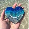 thumbnail image 2 of WabiNook​ Handmade Ocean Glass Heart Ornament Mini Beach Decor for Friends 1 PC,Dark Blue, 2 of 4