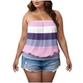 thumbnail image 1 of Posijego Women's Tube Tops Plus Size Going out Strapless Tank Top Striped Color Block Sleeveless Shirts, 1 of 6