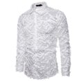 thumbnail image 2 of CEHVOM Men Handmade Three-dimensional Feather Featured Turndown Shirt Top Blouse, 2 of 7