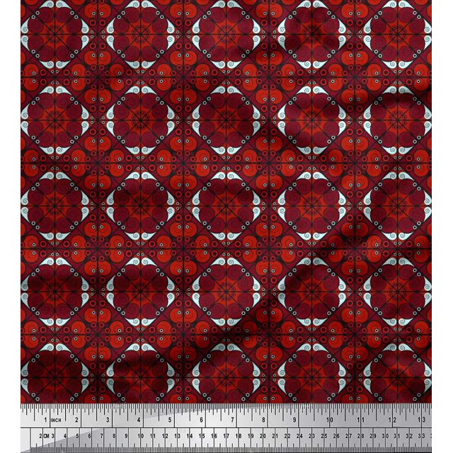 Soimoi Moss Georgette Fabric Geometric & Paisley Decorative Print Sewing Fabric Yard 42 Inch Wide
