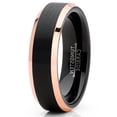 thumbnail image 2 of Mens Tungsten Wedding Band Ring Black Rose Goldtone Edges 4MM, 2 of 3