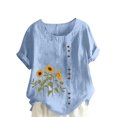 thumbnail image 2 of SMihono Hauts d'Été Décontractés pour Femmes, Chemise Ample à Manches Courtes et Col Rond avec Imprimé Floral, Grande Taille, 2 of 5