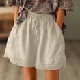 thumbnail image 2 of Timegard Womens Plus Size Shorts Cotton Linen Elastic High Waisted Wide Leg Lounge Shorts with Pockets, 2 of 7