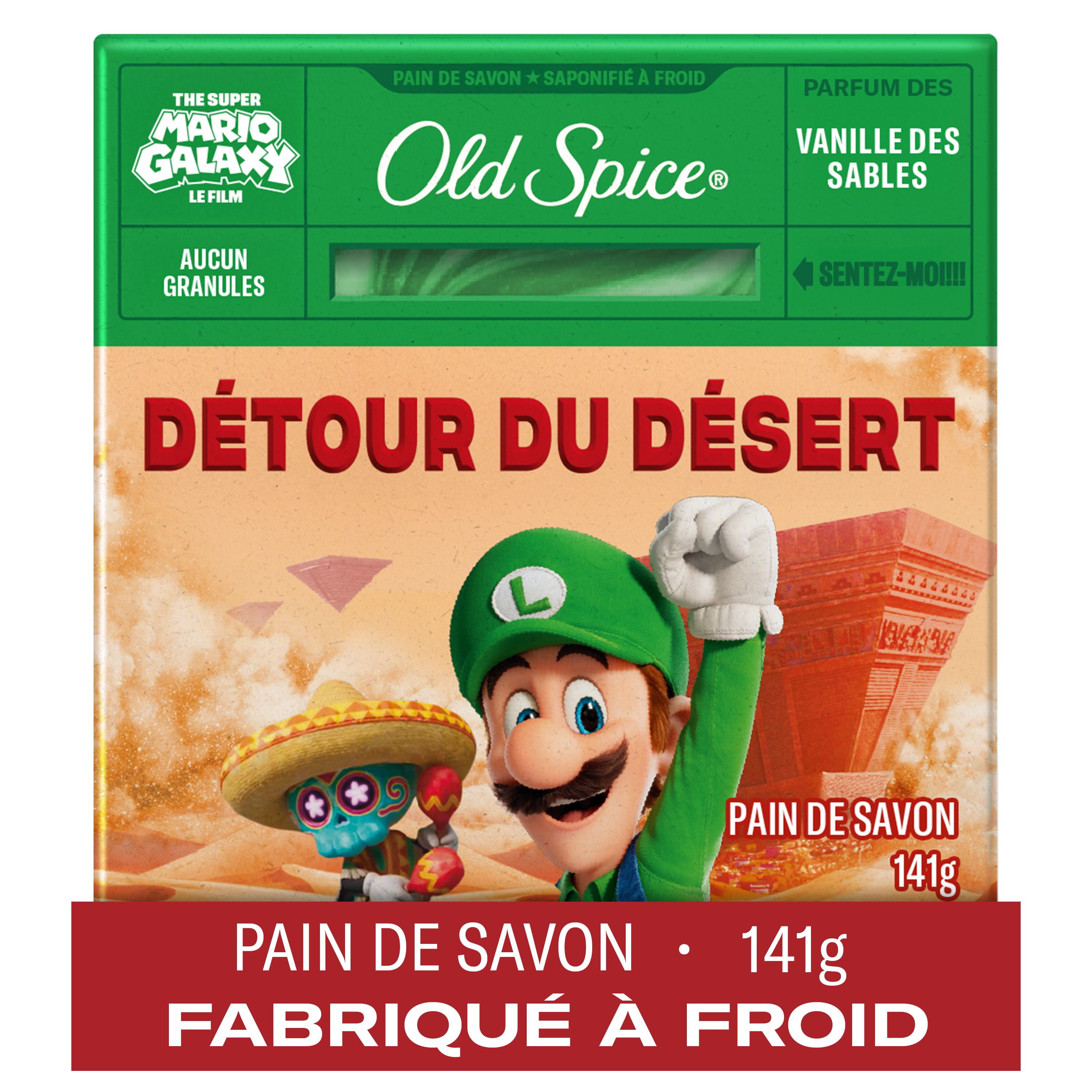 Pain de savon Old Spice saponifié à froid pour hommes, Détour du désert, parfum de vanille des sables, Old Spice x The Super Mario Galaxy Movie, aucun granule, 141 g