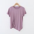 thumbnail image 2 of Birdeem Womens Round Neck Not Irregular Solid Color Short Sleeved Loose T-Shirt Short Sleeved Round Neck Top/Shirt, 2 of 12