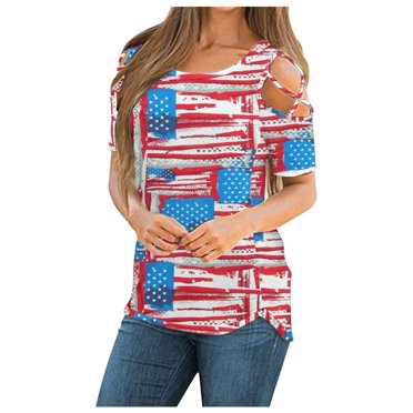 AMERTEER Women Summer Short Sleeve Strappy Cold Shoulder T-Shirt Tops Blouses T-shirt for women