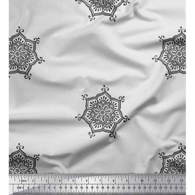 Soimoi Georgette Viscose Fabric Floral Mandala Block Print Sewing Fabric Yard 42 Inch Wide