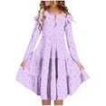 thumbnail image 2 of JDQJBZ Kids Long Sleeve Dress Heart Print Tiered Ruffle Casual Summer Outfit, 2 of 5