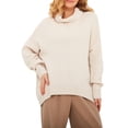 thumbnail image 1 of FOCUSNORM Chandail Ample à Col Roulé pour Femmes Couleur Unie Manches Longues Pulls Automne Hiver Chaud Tricoté Mode Urbaine, 1 of 8