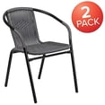 thumbnail image 2 of Flash Furniture Lot de 2 Chaises Empilables de Restaurant en Rotin Gris pour Intérieur-Extérieur, 2 of 5