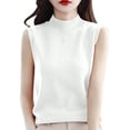 thumbnail image 3 of Sentmoon Sweater Vest High Neck Sleeveless Knitted Fall Outfits Plus Size Solid Color Slim Breathable Womens Clothing Winter for Weekend Breakfasts White S, 3 of 5